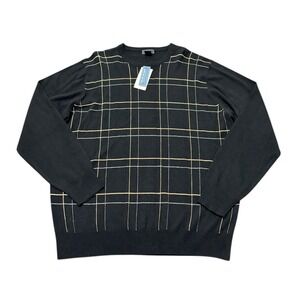 Dockers Sweater Mens L‎ Black Geometric L/S Relaxed Fit Lightweight Pullover NWT
